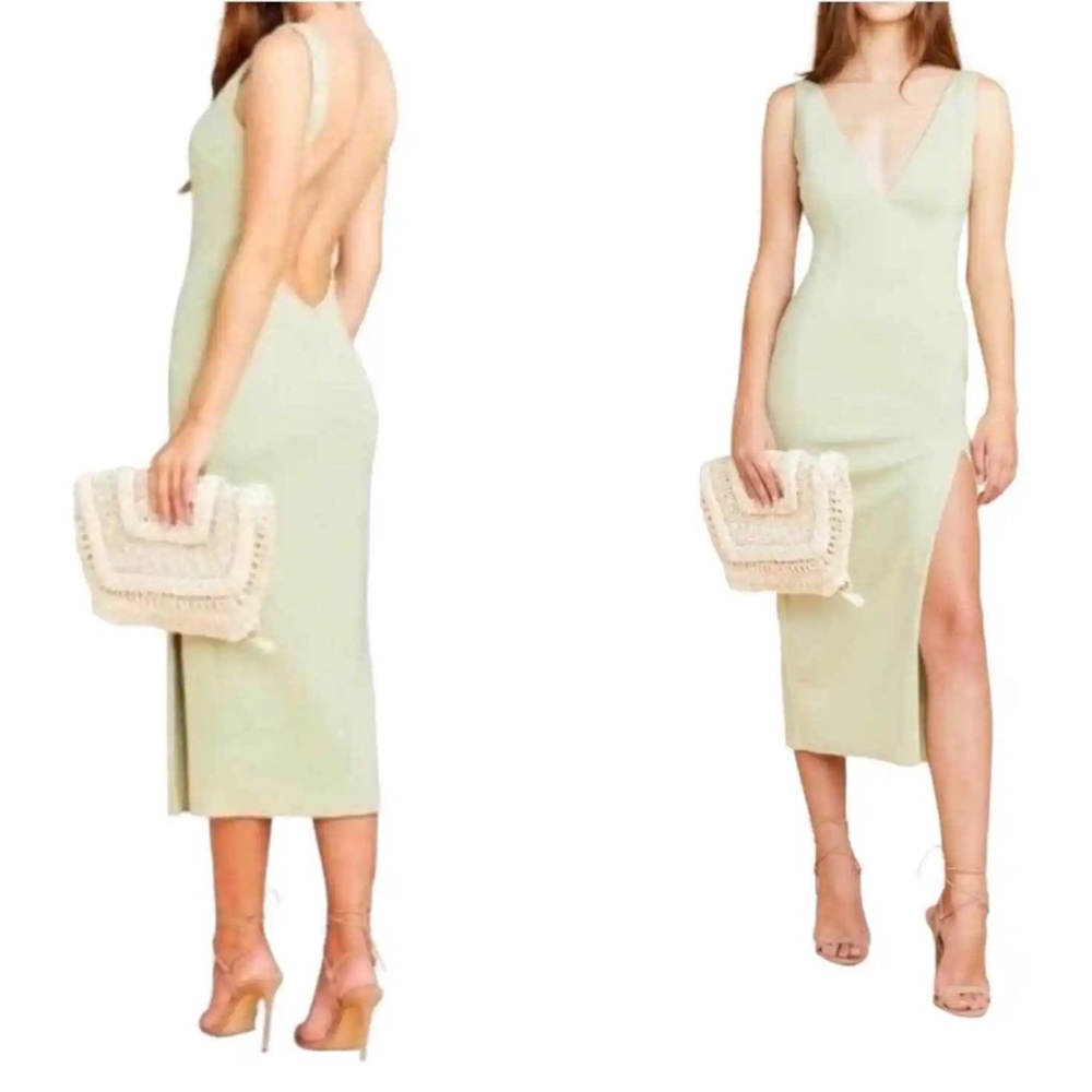 Katie May | Caliente Deep V-Neck Midi Dress Mint Green Bridesmaid Wedding M